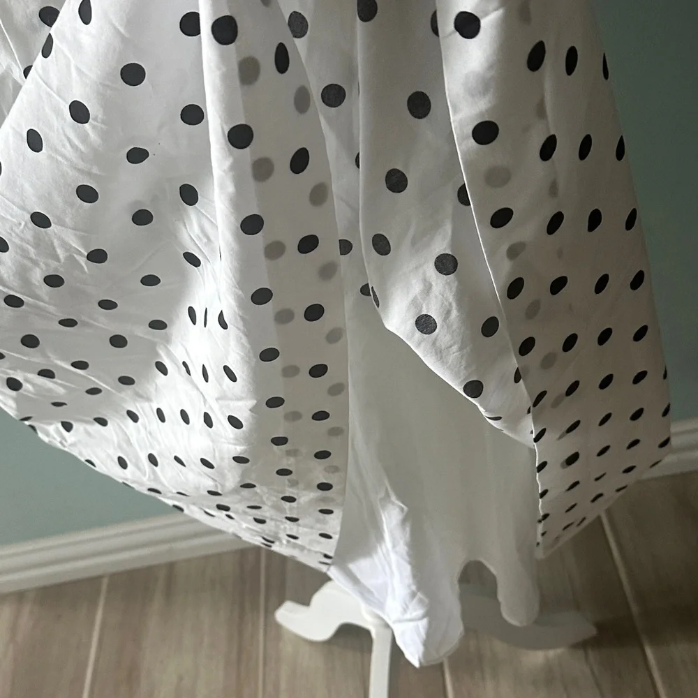 Talbots Black and White Polka Dot A-Line Skirt - Picture 5 of 8